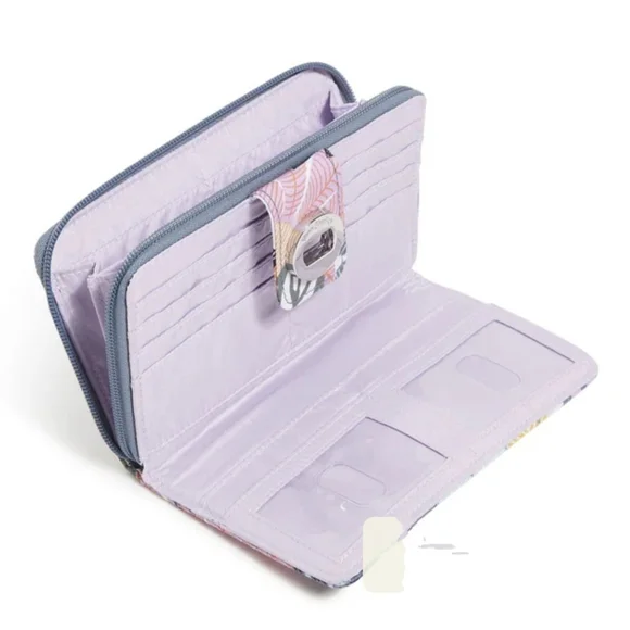NWT VERA BRADLEY Turnlock RFID Wallet Palm Floral - Picture 2 of 6